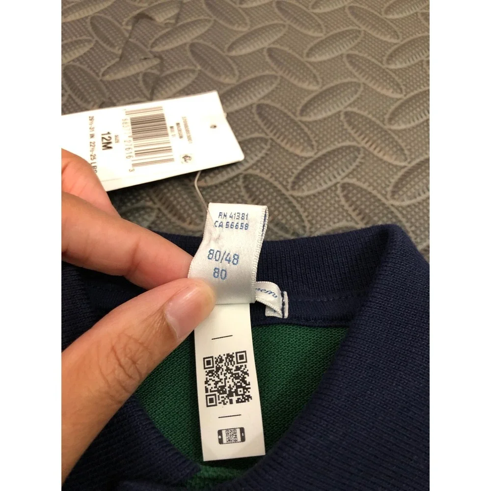Ralph Lauren Coverall Baby Boy 12M Navy Green Yellow Colorblock Polo Romper